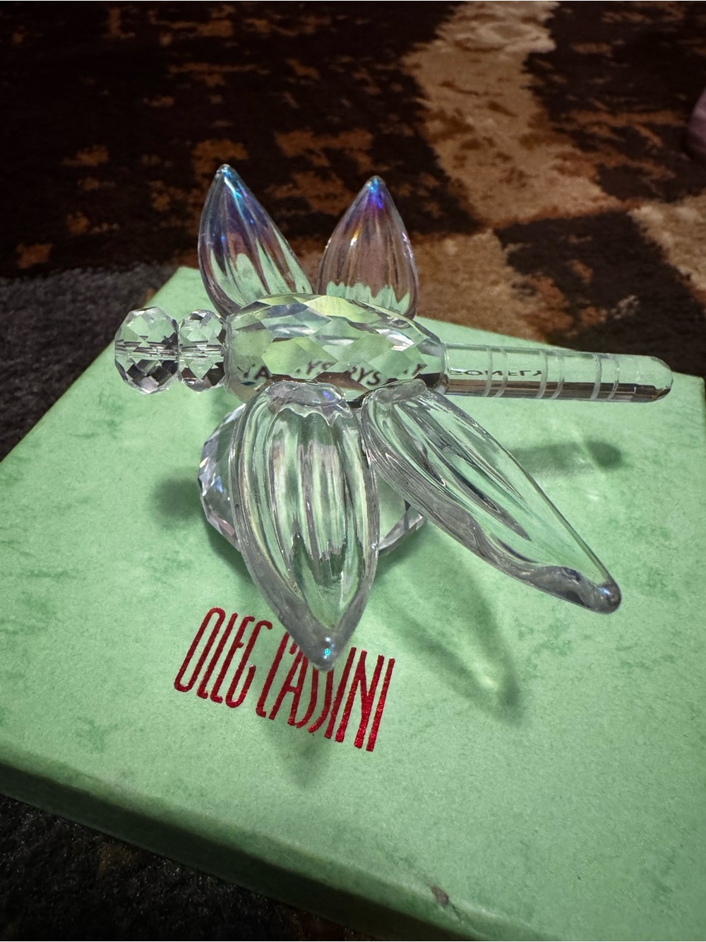 Oleg Cassini Clear Crystal Dragonfly Figurine